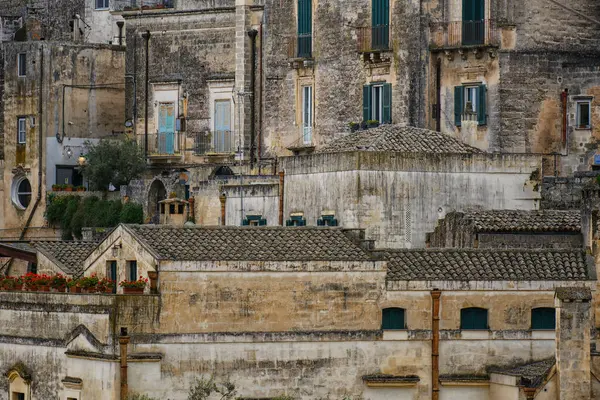 Matera 'daki Antik Taş Evler, Mağaralar Şehri, Basilicata, İtalya.