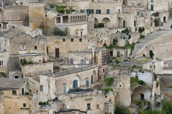 Matera 'daki Antik Taş Evler, Mağaralar Şehri, Basilicata, İtalya.