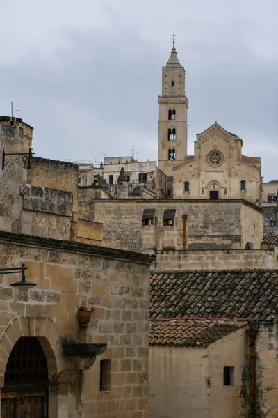 Matera 'daki Antik Taş Evler, Mağaralar Şehri, Basilicata, İtalya.