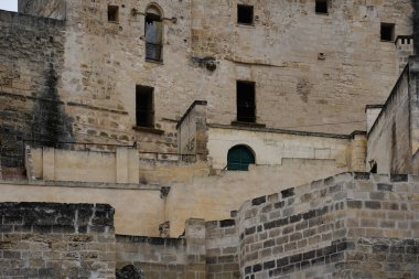 Matera 'daki Antik Taş Evler, Mağaralar Şehri, Basilicata, İtalya.