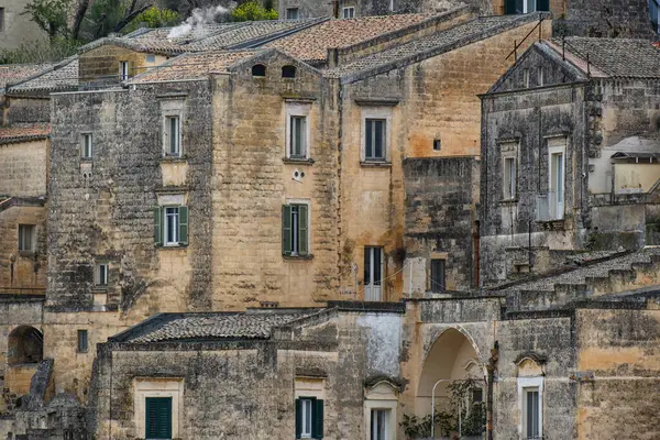 Matera 'daki Antik Taş Evler, Mağaralar Şehri, Basilicata, İtalya.