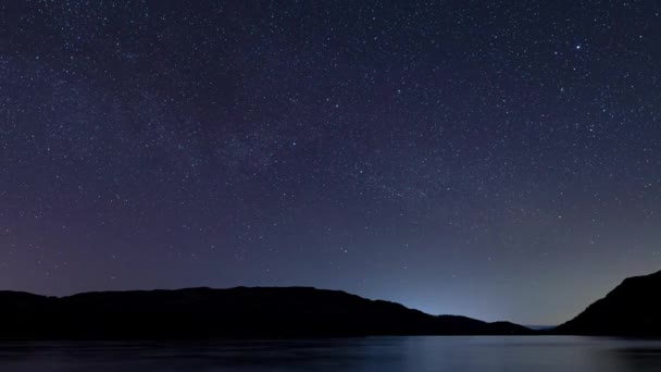 Ένα Timelapse Του Νυχτερινού Ουρανού Πάνω Από Ullswater Στην Αγγλική — Αρχείο Βίντεο