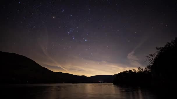 Uma Cronologia Orion Sobre Ullswater Distrito Lago Inglês — Vídeo de Stock