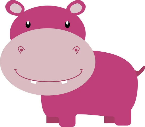 Wektor Ilustracja Różowy Hipopotam Safari Zwierząt Kreskówka Druku Png — Wektor stockowy