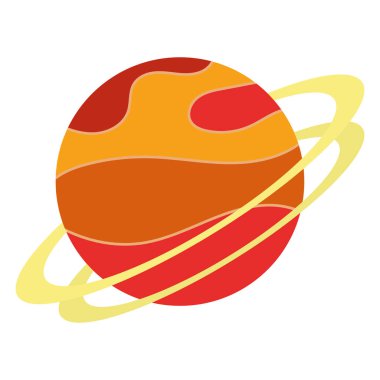 İzole edilmiş renkli bilim kurgu fantezi gezegeni ikon vektör illüstrasyonu