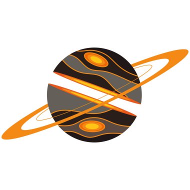 İzole edilmiş renkli bilim kurgu fantezi gezegeni ikon vektör illüstrasyonu