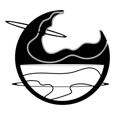 Bilim kurgu gezegen ikonu Vektör illüstrasyonunun izole edilmiş silueti