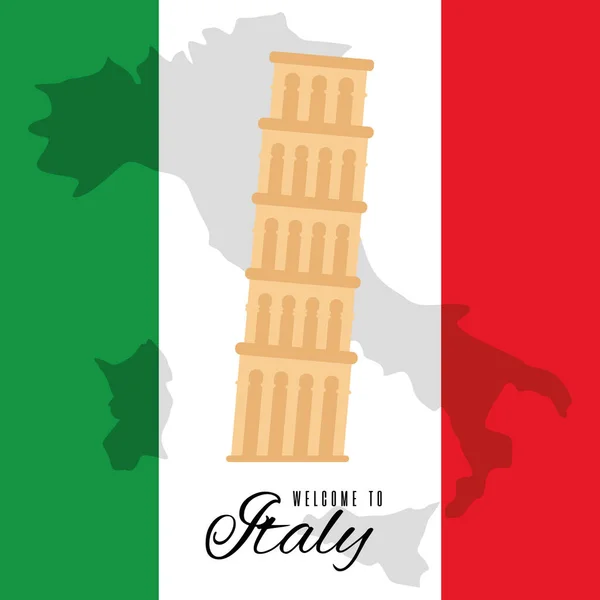 Izolált Pisa Ferde Torony Mérföldkő Olaszország Utazási Képeslap Vektor Illusztráció — Stock Vector