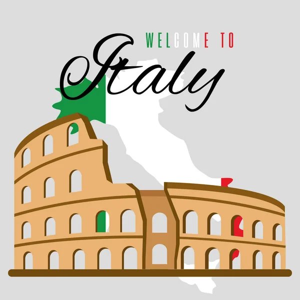 Isolado Roma Coliseu Marco Itália Viagem Cartão Postal Vector Ilustração —  Vetores de Stock