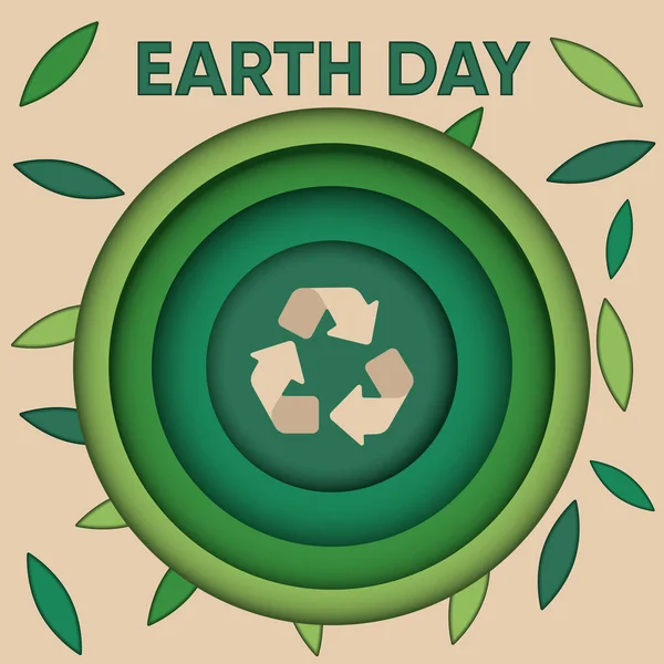 Isolated Group Green Layers Recyclable Symbol Earth Day Poster Vector — Stock Vector
