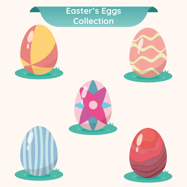 Set Colored Easter Egg Icons Vector Illustration — Stock Vector