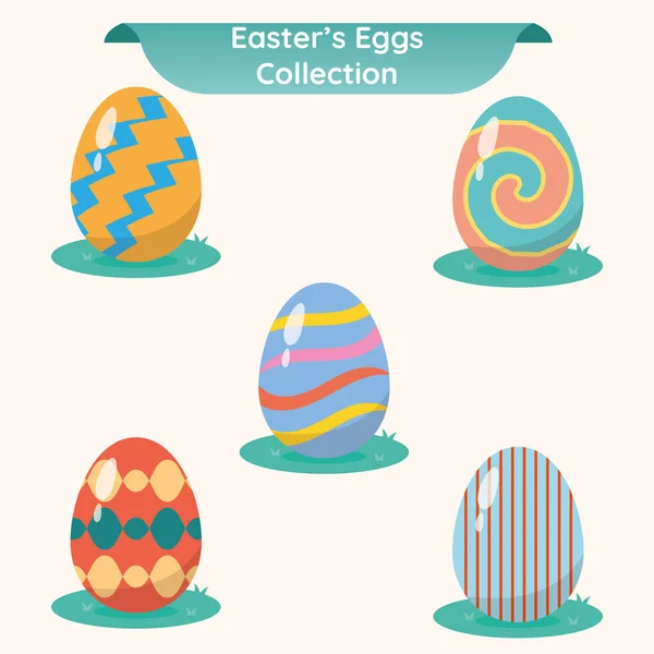 Sada Barevných Ikon Velikonočních Vajíček Vektorová Ilustrace — Stockový vektor