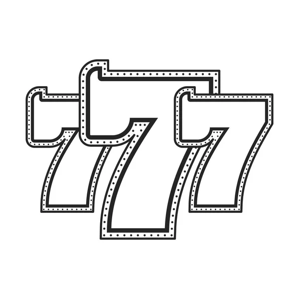 Isolierte Umrisse Casino Nummer Sieben Symbol Vector Illustration — Stockvektor
