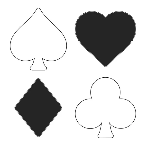 Grupo Símbolos Cartão Blackjack Ícones Casino Ilustração Vetor — Vetor de Stock