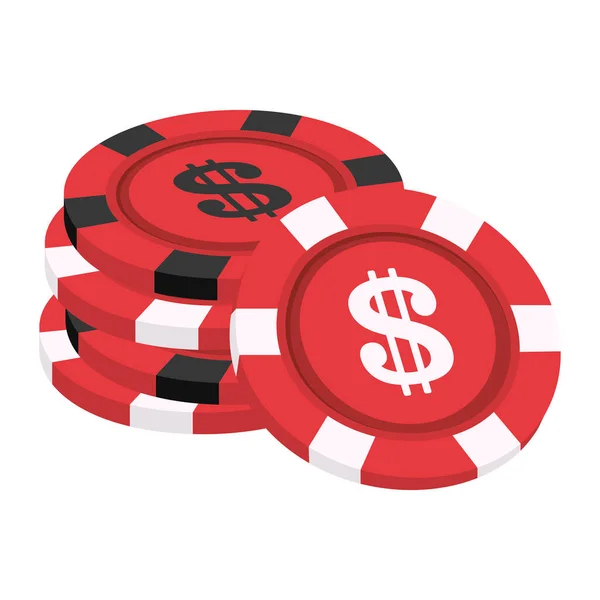 孤立堆叠的赌场轮盘赌硬币图标矢量插图 — 图库矢量图片