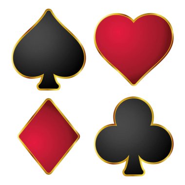 Group of colored blackjack card symbols Casino icons Vector illustration