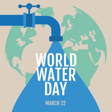 İzole edilmiş açık su musluğu Dünya Su Günü Vektör İllüstrasyonu