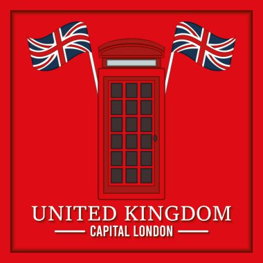 Telefon kulübesi illüstrasyonlu Birleşik Krallık seyahat kartı