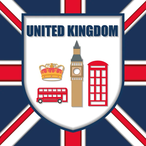 Traditionelle Britische Sehenswürdigkeiten Und Objekte Vereinigtes Königreich Reisepostkarte Vector Illustration — Stockvektor