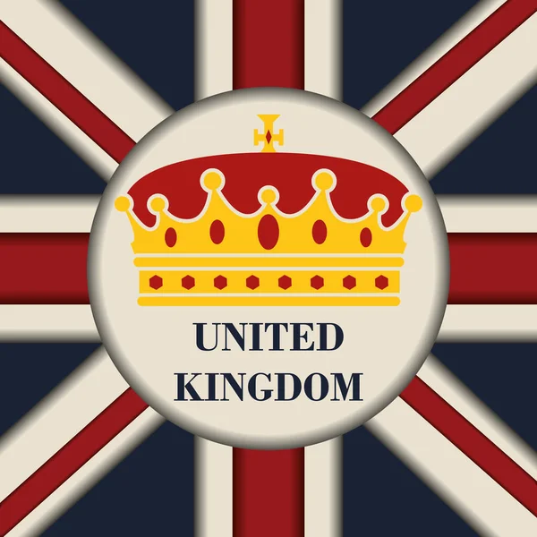 Έγχρωμη Παραδοσιακή Βασιλική Κορώνα Βρετανική Κάρτα Διάνυσμα Εικονογράφηση — Διανυσματικό Αρχείο