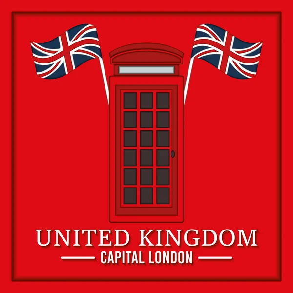 Vereinigtes Königreich Reisepostkarte Mit Telefonkabine Vector Illustration — Stockvektor