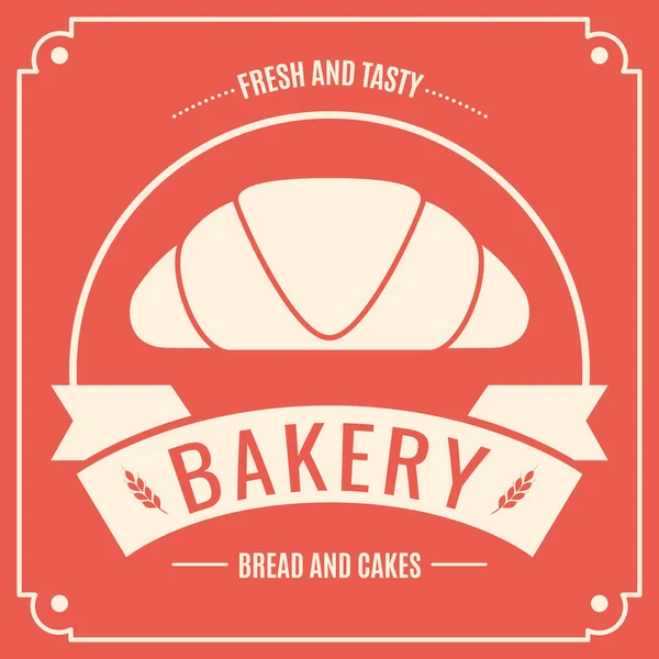 Gekleurde Retro Bakkerij Sjabloon Met Een Croissant Vector Illustratie — Stockvector