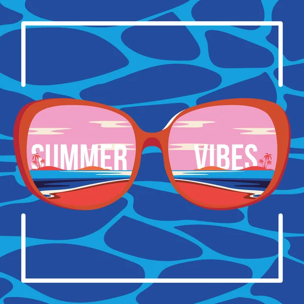 Isolated Summer Sunglasses Summer Vibes Background Vector Illustration — Stock Vector