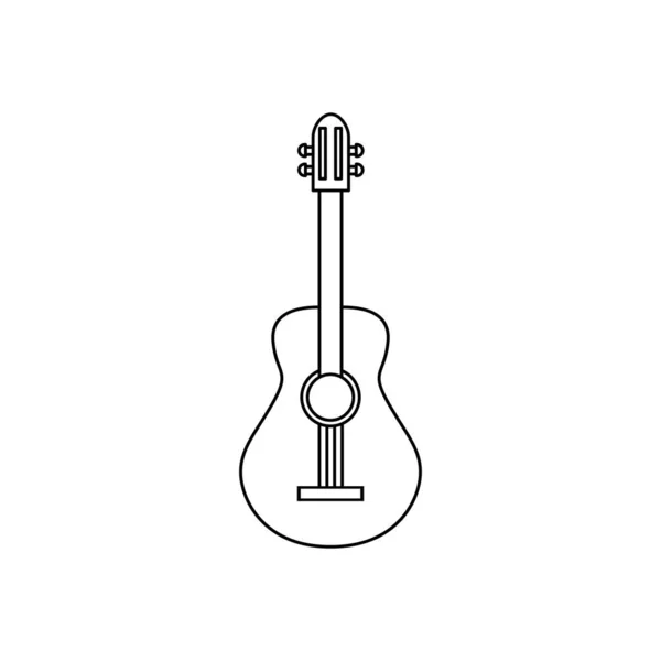 Zole Edilmiş Ahşap Gitar Ana Hatları Simgesi Düz Tasarım Vektörü — Stok Vektör