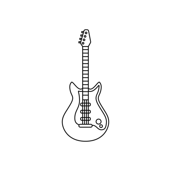 Isolée Icône Contour Guitare Électrique Design Plat Illustration Vectorielle — Image vectorielle