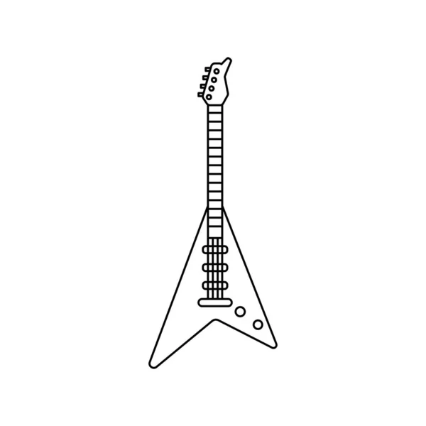 Ícone Contorno Guitarra Elétrica Isolado Design Plano Ilustração Vetorial —  Vetores de Stock