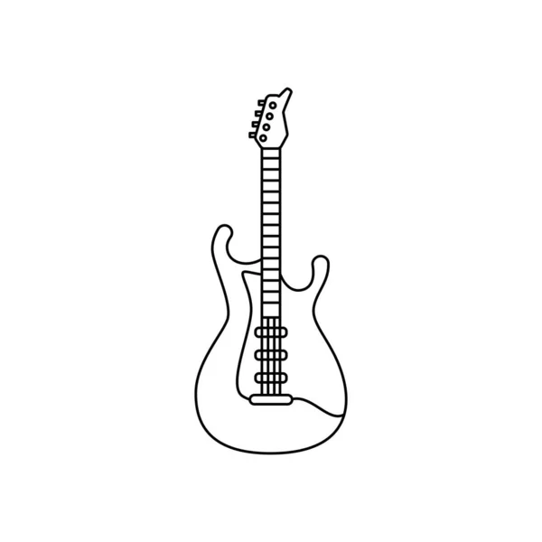 Zole Edilmiş Elektro Gitar Ana Hatları Simgesi Düz Tasarım Vektörü — Stok Vektör
