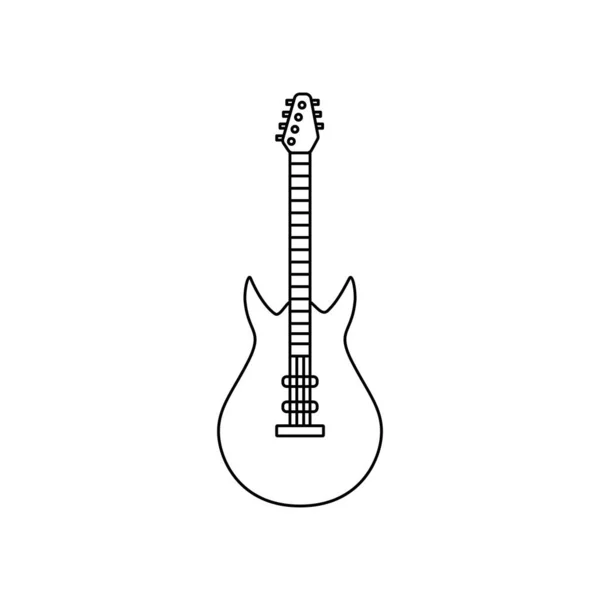 Zole Edilmiş Elektro Gitar Ana Hatları Simgesi Düz Tasarım Vektörü — Stok Vektör