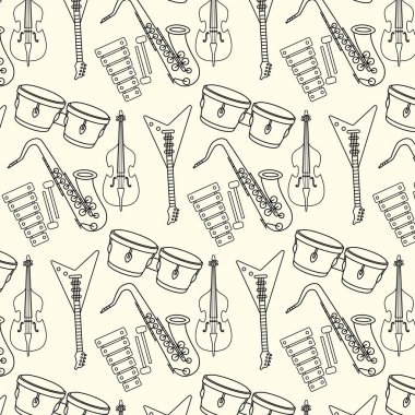 Seamless pattern background with musical instruments Vector illustration