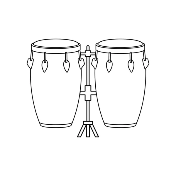Isolerade Par Trummor Musikinstrument Ikon Platt Design Vektor Illustration — Stock vektor