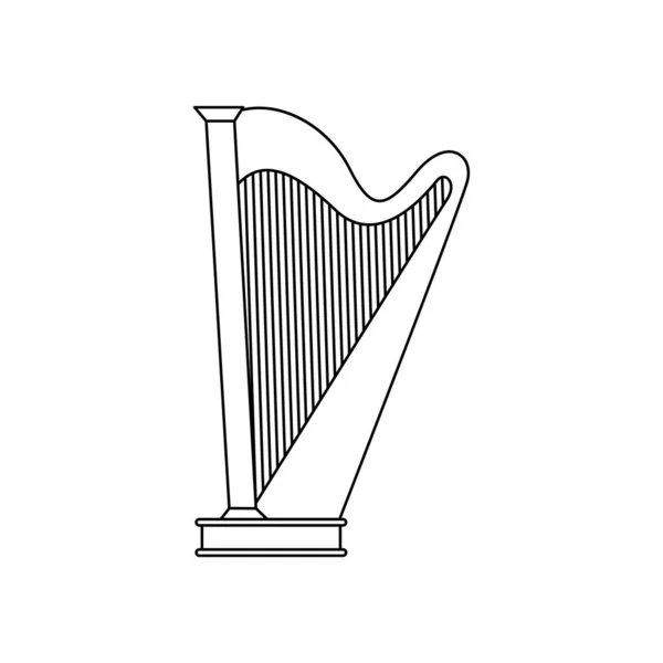 Icono Instrumento Musical Arpa Aislado Diseño Plano Ilustración Vectorial — Archivo Imágenes Vectoriales