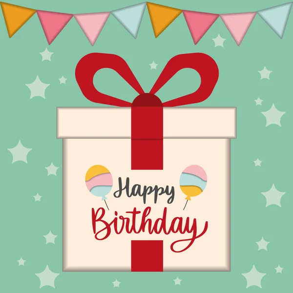 Colored Multi Layer Happy Birthday Invitational Card Vector Illustration — Stock Vector