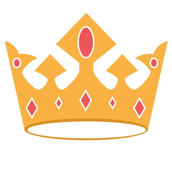Izolowany Kolorowy Król Lub Królowa Ikona Złotej Korony Wektor Ilustracji — Wektor stockowy