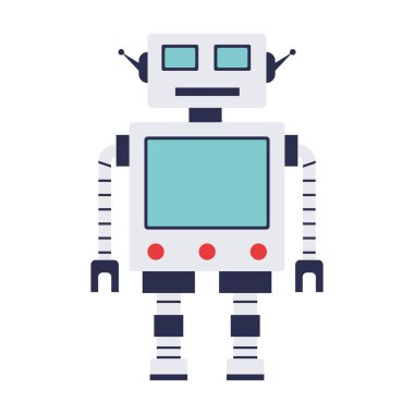 İzole edilmiş şirin renkli robot karakter Vektör illüstrasyonu