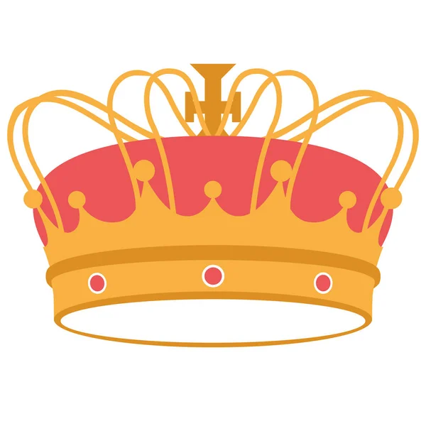 Isolado Colorido Rei Rainha Dourado Coroa Ícone Vector Ilustração — Vetor de Stock