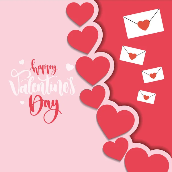 Cartel Día San Valentín Colores Con Formas Corazón Letras Vector — Vector de stock