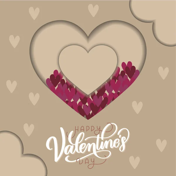 Poster Feliz Día San Valentín Con Forma Corazón Vector Ilustración — Vector de stock
