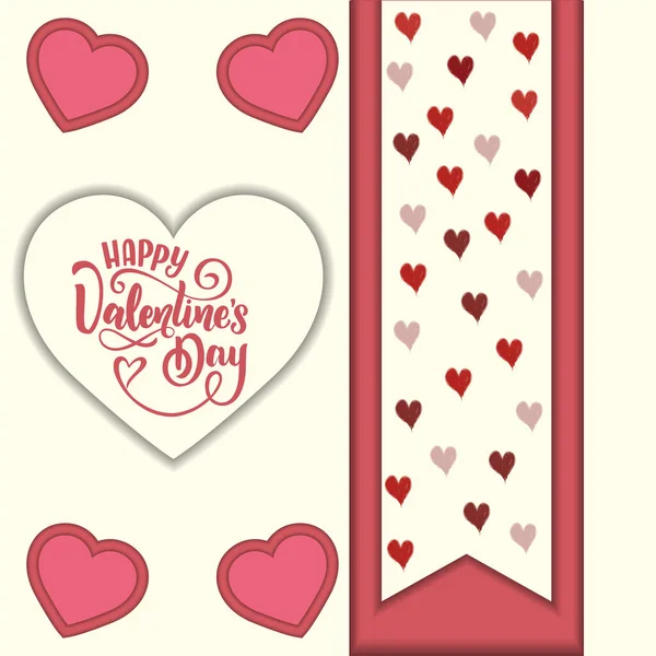 Farbige Valentinstag Einladungskarte Mit Herzformen Vector Illustration — Stockvektor