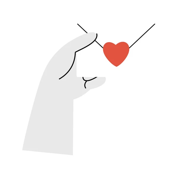 Main Isolée Tenant Une Icône Lettre Amour Illustration Vectorielle — Image vectorielle