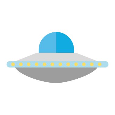 İzole edilmiş renkli UFO uzay gemisi simgesi Düz Tasarım Vektörü illüstrasyonu
