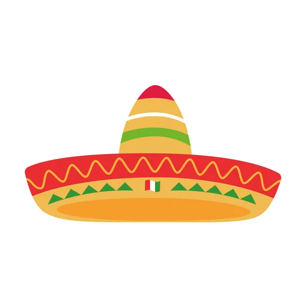 隔離された色の伝統的なメキシコのマリアッチ帽子のアイコンベクトルイラスト — ストックベクタ