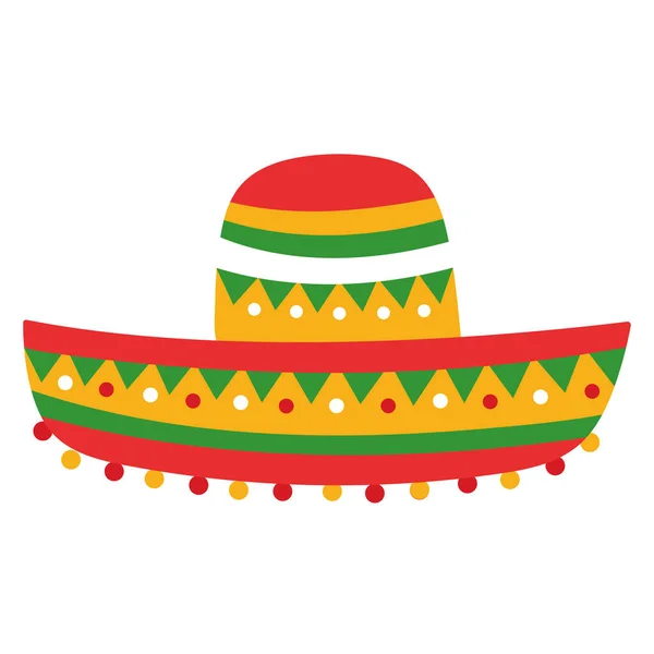 Izolacja Kolorowe Tradycyjne Meksykańskie Mariachi Kapelusz Ikona Wektor Ilustracja — Wektor stockowy