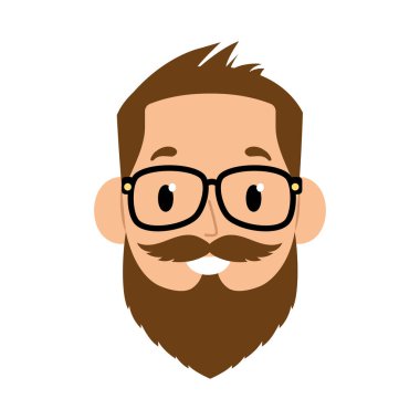 İzole edilmiş sevimli hipster çizgi film karakteri Avatar Vektör illüstrasyonu