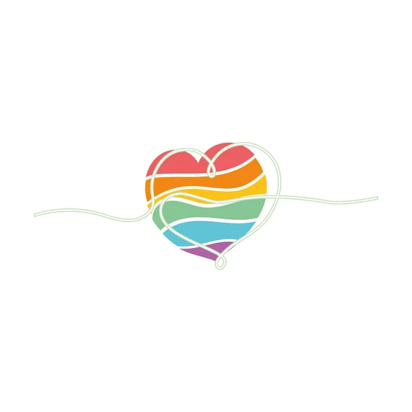 Isolierte Herzform Mit Regenbogen Lgbt Farben Vektor Illustration — Stockvektor