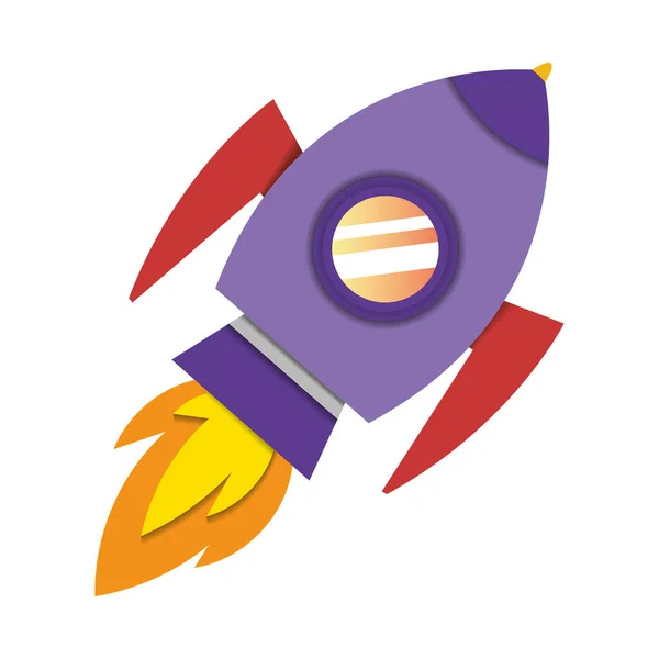Izolacja Kolorowy Astronauta Statek Kosmiczny Ikona Wektor Ilustracja — Wektor stockowy