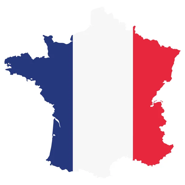 Mapa Colorido Isolado França Com Sua Bandeira Ilustração Vetorial — Vetor de Stock